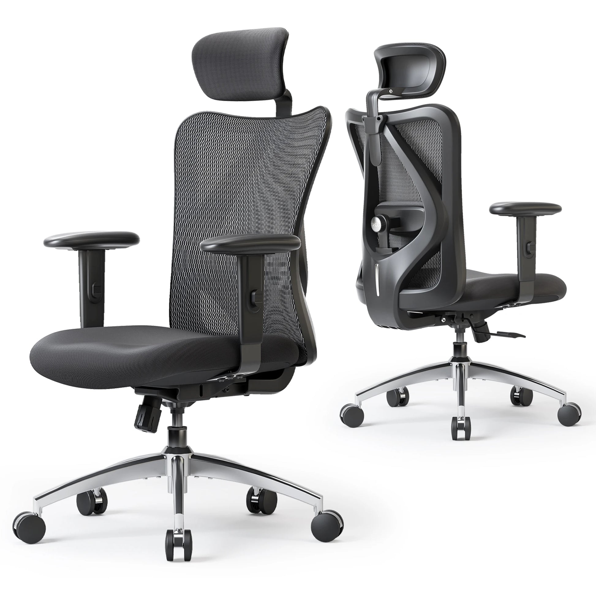 Ergonomic Office Chair Adjustable Headrest 2D Armrests Lumbar Support