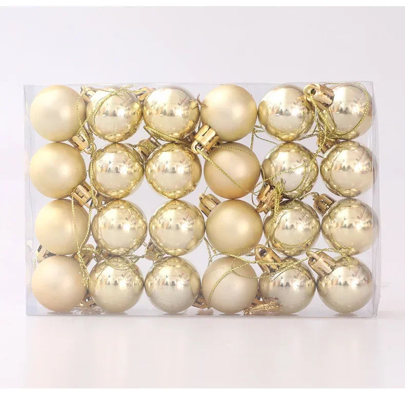 144/24pcs Mini Electroplated Christmas Balls Set
