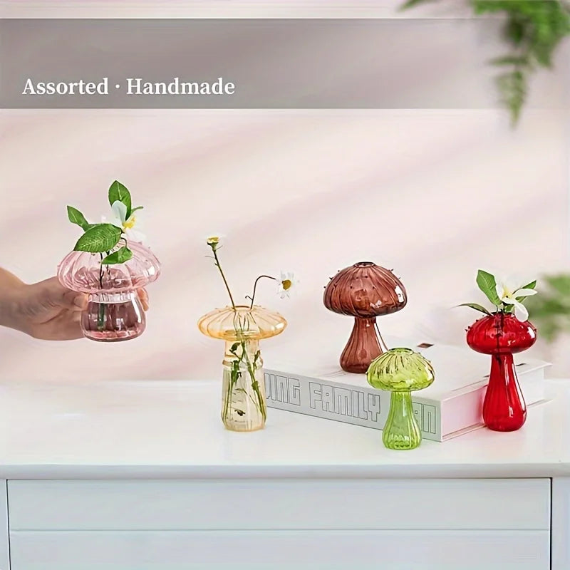 5 Colors Plant Mushroom Glass Vase