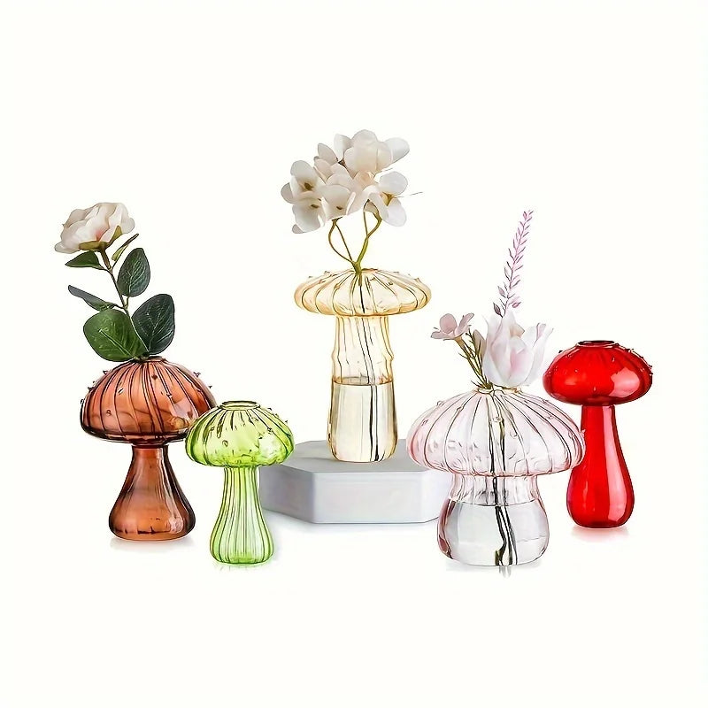 5 Colors Plant Mushroom Glass Vase