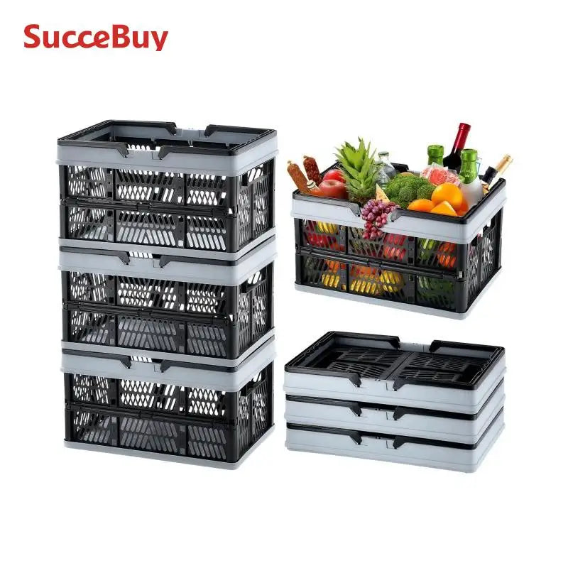 3pcs Foldable Storage Basket Collapsible Shopping Crate with Handle