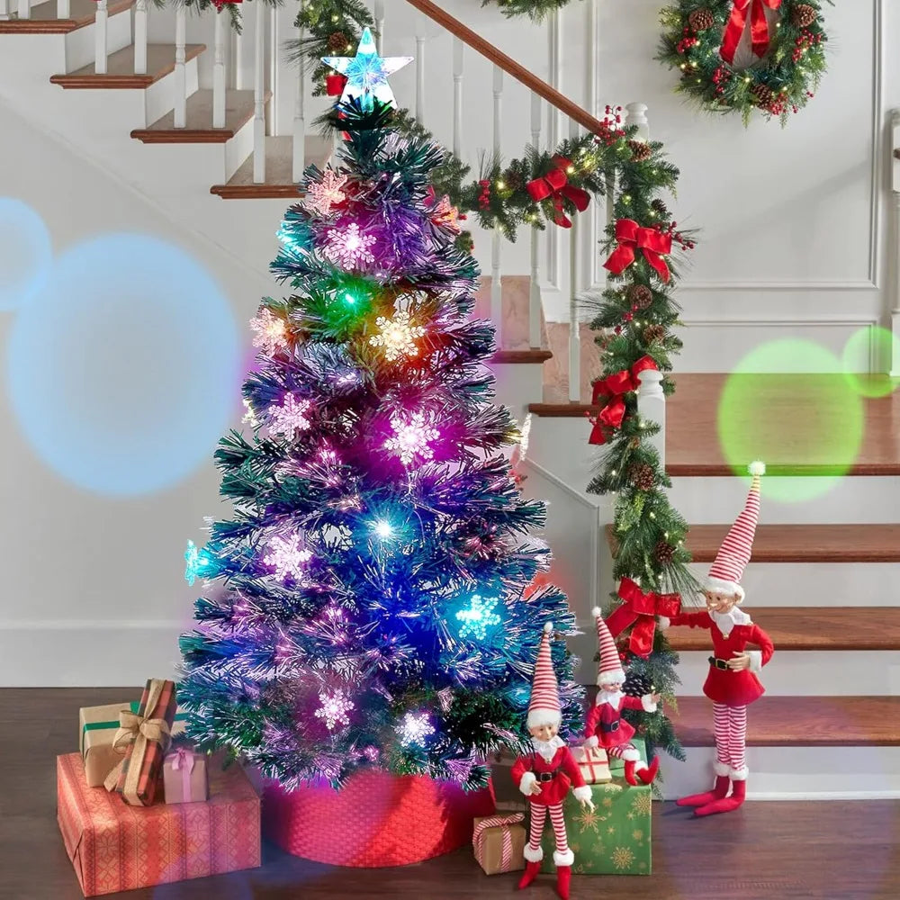 Pre-Lit Artificial Christmas Tree, Lighted Optical Fiber with RGB Color Changing LED Lights