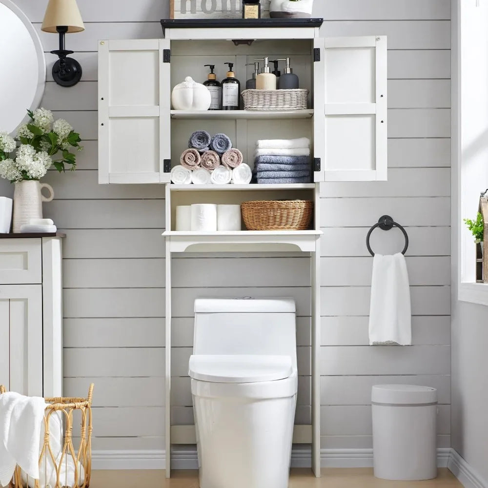 Farmhouse Bathroom Cabinet with Adjustable Shelf & Barn Door,