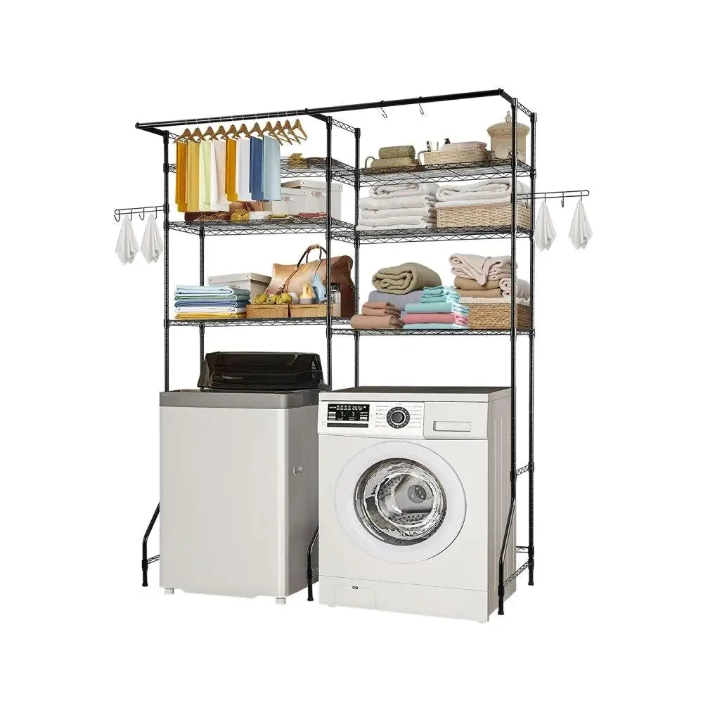 6 Tier Storage Shelf  Laundry Room Organizer Space Saver Black