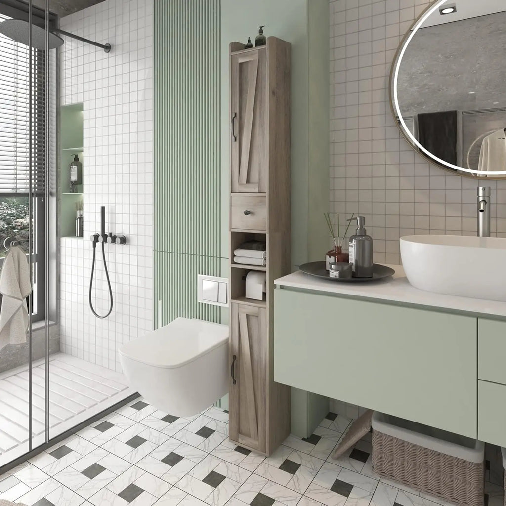 Adjustable Shelf. Retractable Paper Rod. 8 Compartments.