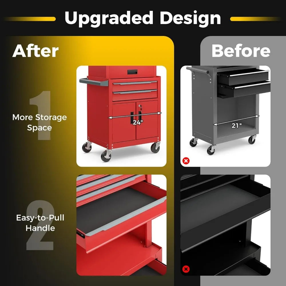6 Drawers 3-in-1 Extra Large Tool Storage Cabinet with 4” Universal Lockable Wheels