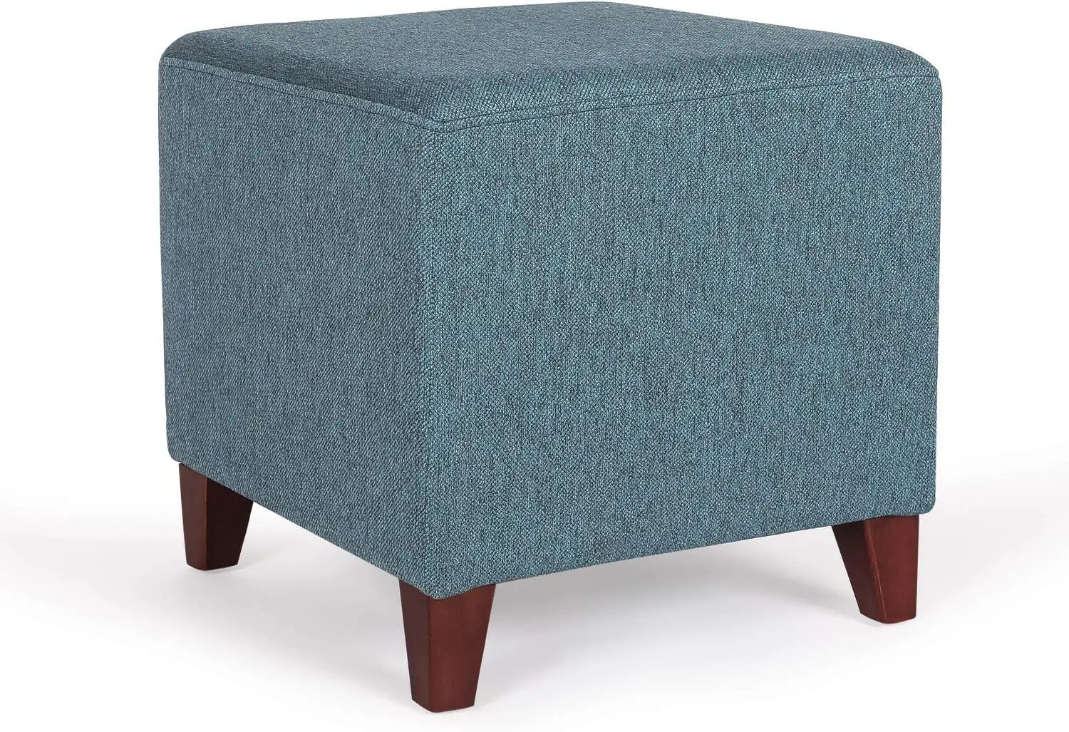 Square Ottoman Fabric Cube Foot Rest Stool with Wooden Legs