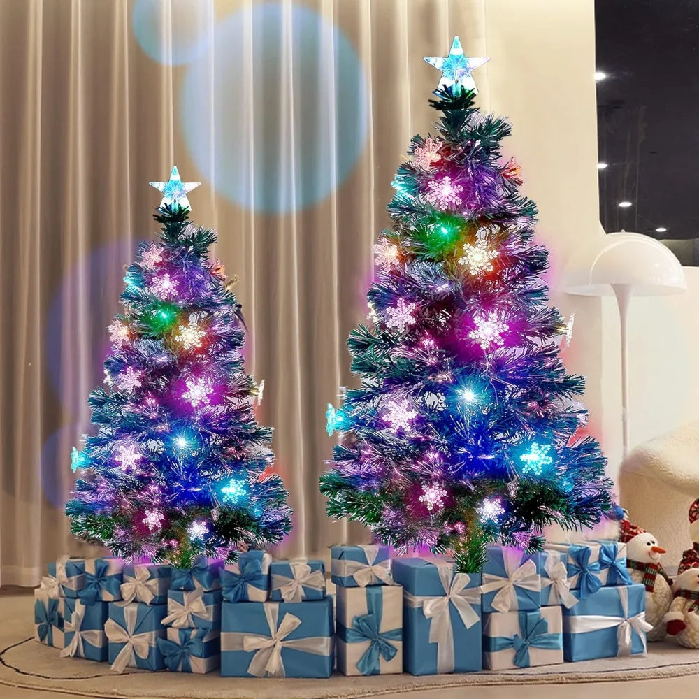 Pre-Lit Artificial Christmas Tree, Lighted Optical Fiber with RGB Color Changing LED Lights