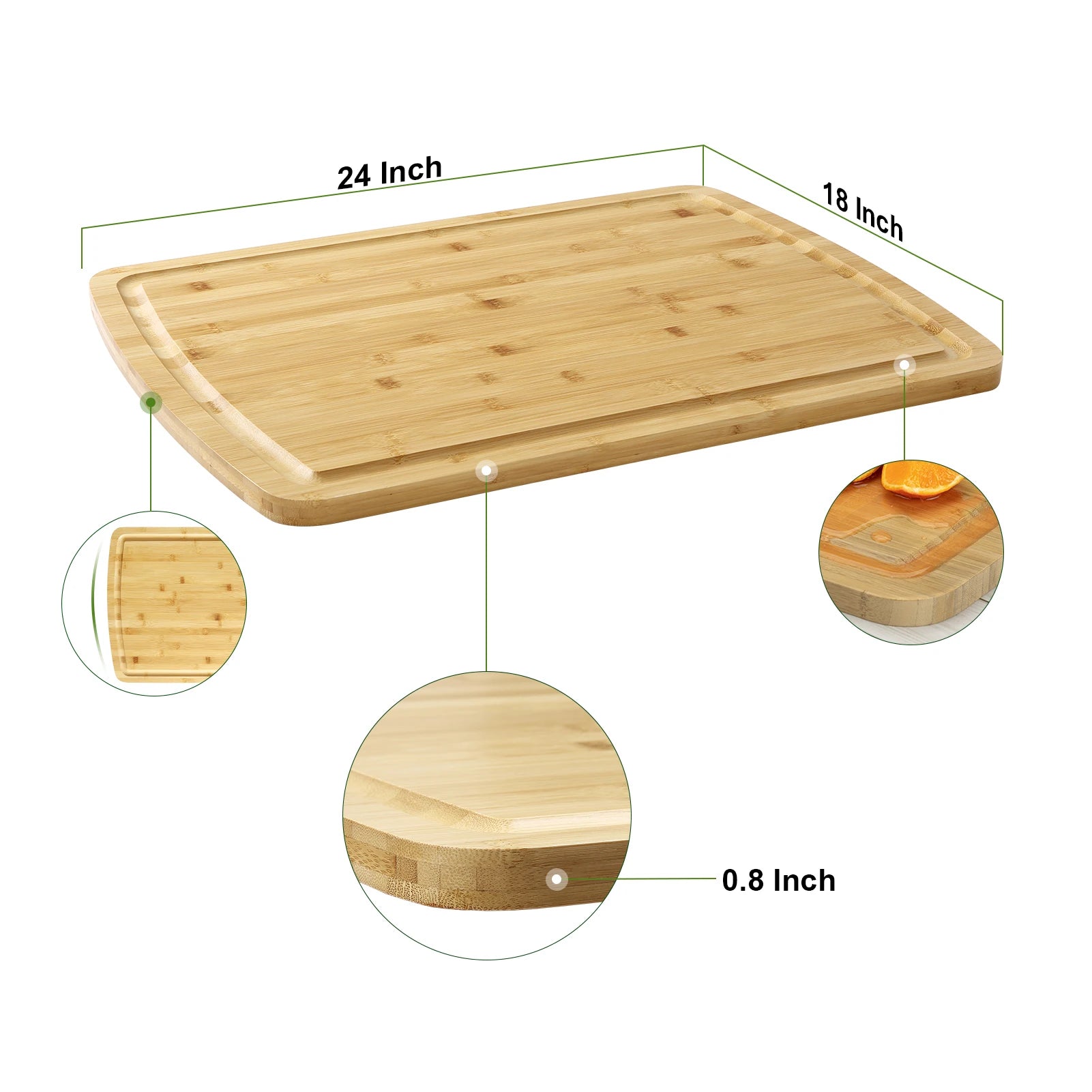 24" x 18" Extra Large Serving Trays With Juices Groove, Turkey Carving Board