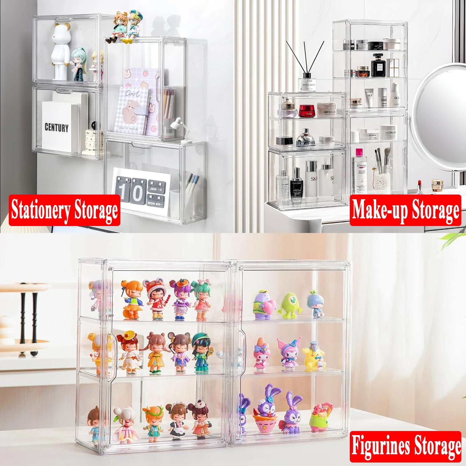 Storage Display Box Transparent Doll Organizer Case For Figurine