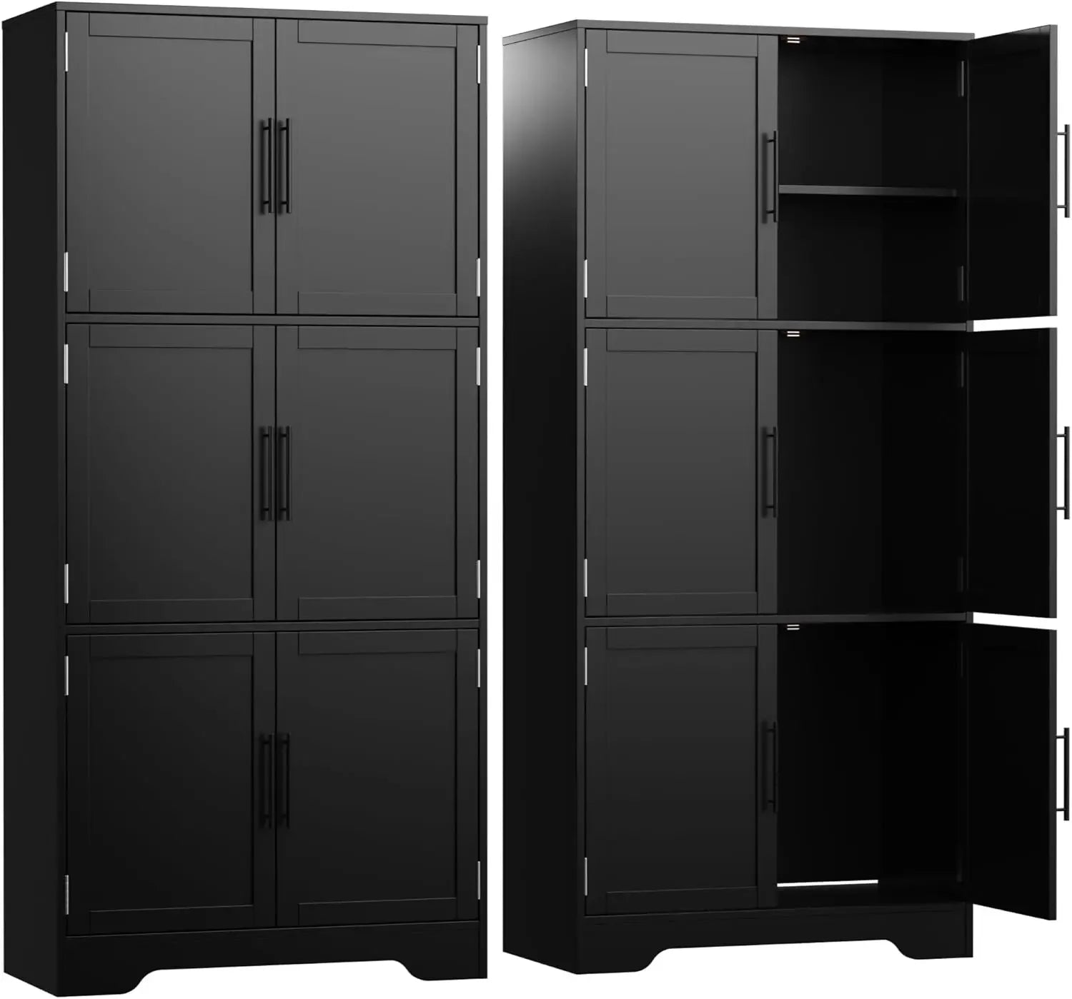 68.5" Pantry Storage Cabinet with 6 Doors and 3 Shelves