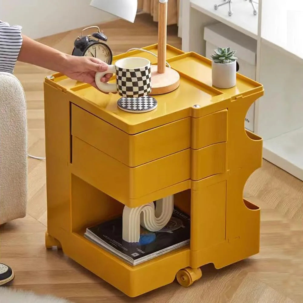 360° Rotating End Table - 2-Tier Modern Nightstand w/ Removable Shelves