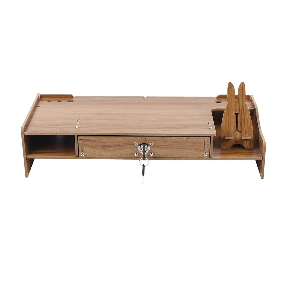 Wood Monitor Riser with Drawer Computer
