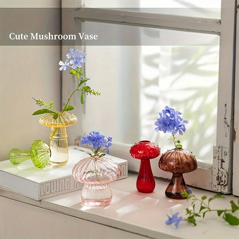 5 Colors Plant Mushroom Glass Vase
