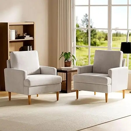 Accent Chairs Set of 2, Modern Comfy Chenille Armchair