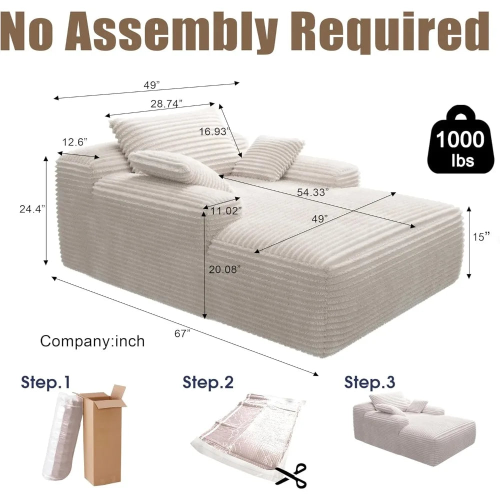 Boneless Couch Deep Seat with 3 Pillows