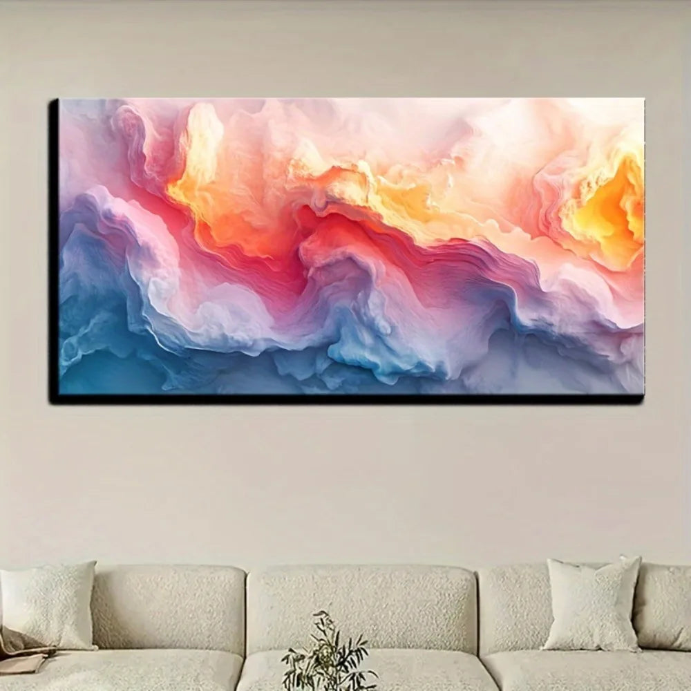 Modern fantasy painting navy blue yellow abstract wall decoration