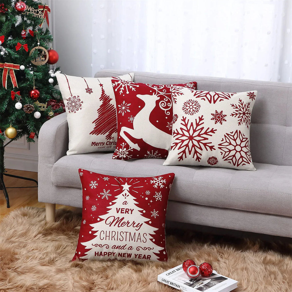 Christmas Decorations Throw Pillow Covers Set Of 4