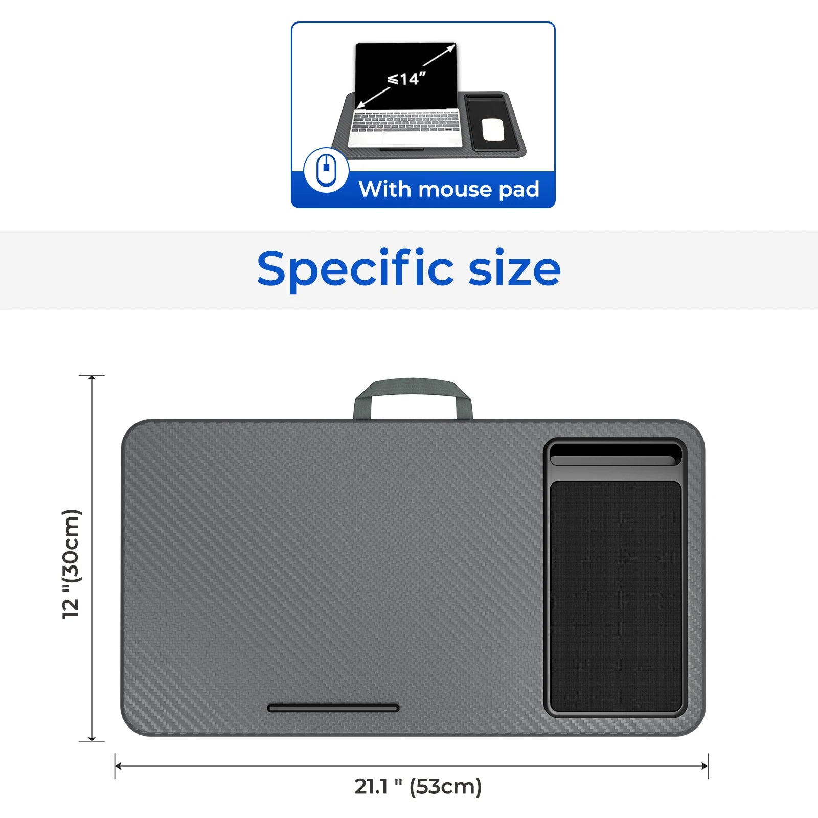 Lap Desk  Pro Mouse Pad and Phone Holder 21.1x12inch Anti-Slip Strip PORTABLE LIGHTWEIGHT