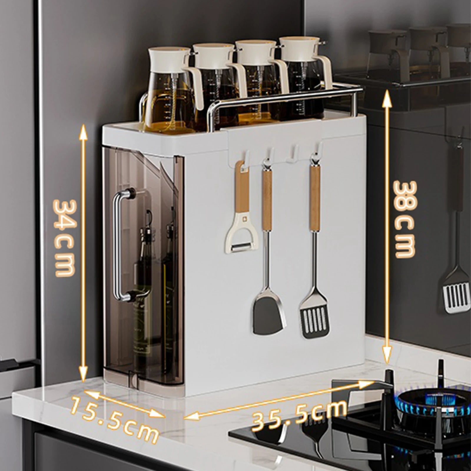 Pull-Out Kitchen Spice Rack Narrow Countertop Organizer