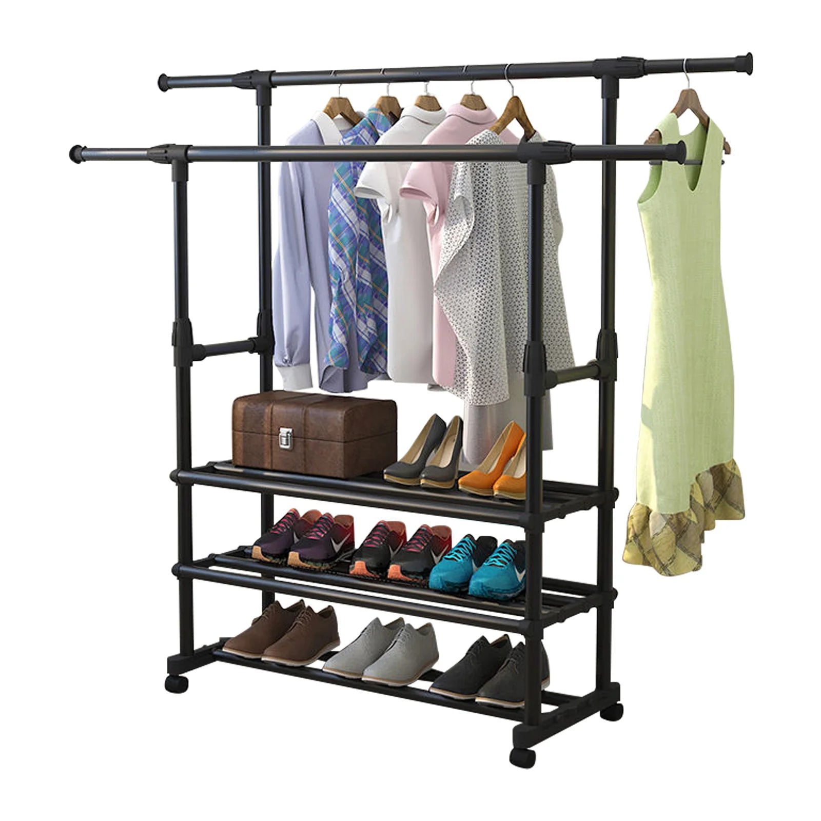 Double Rail Clothes Garment Rack Heavy Duty