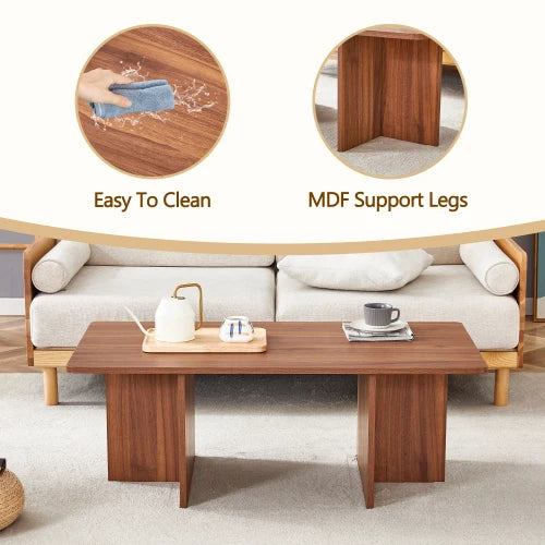 Modern Rectangle Living Room Table, Farmhouse Wood