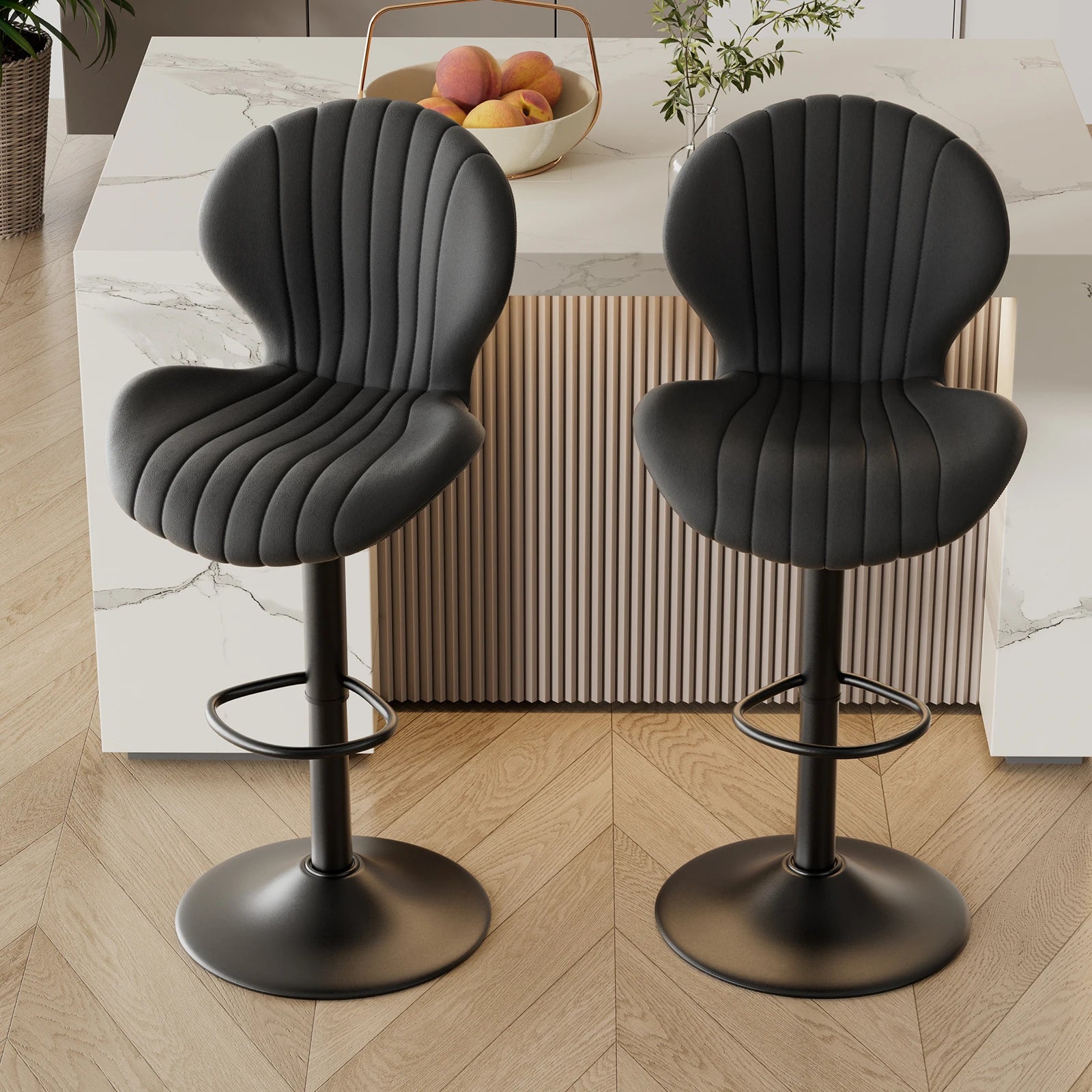 2 Pcs Set Dining Chair Backrest Bar Stools Adjustable Height Rotating Kitchen Home Furniture