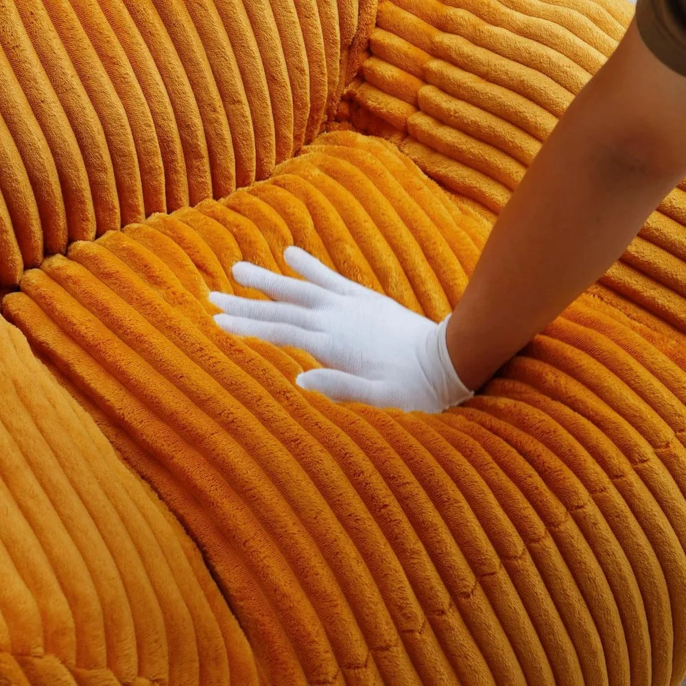 Corduroy Bean Bag Chair with Ottoman Comfy Floor Sofa for Reading