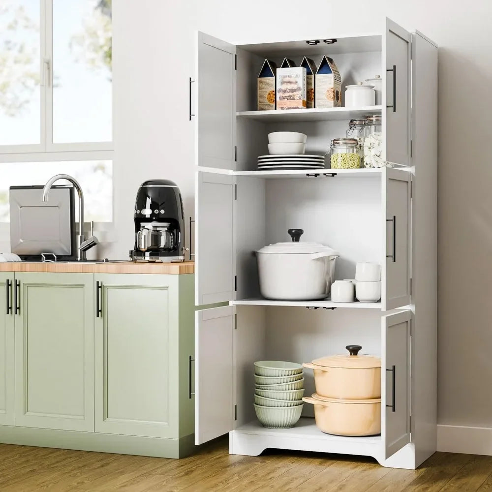 68.5" Pantry Storage Cabinet with 6 Doors and 3 Shelves
