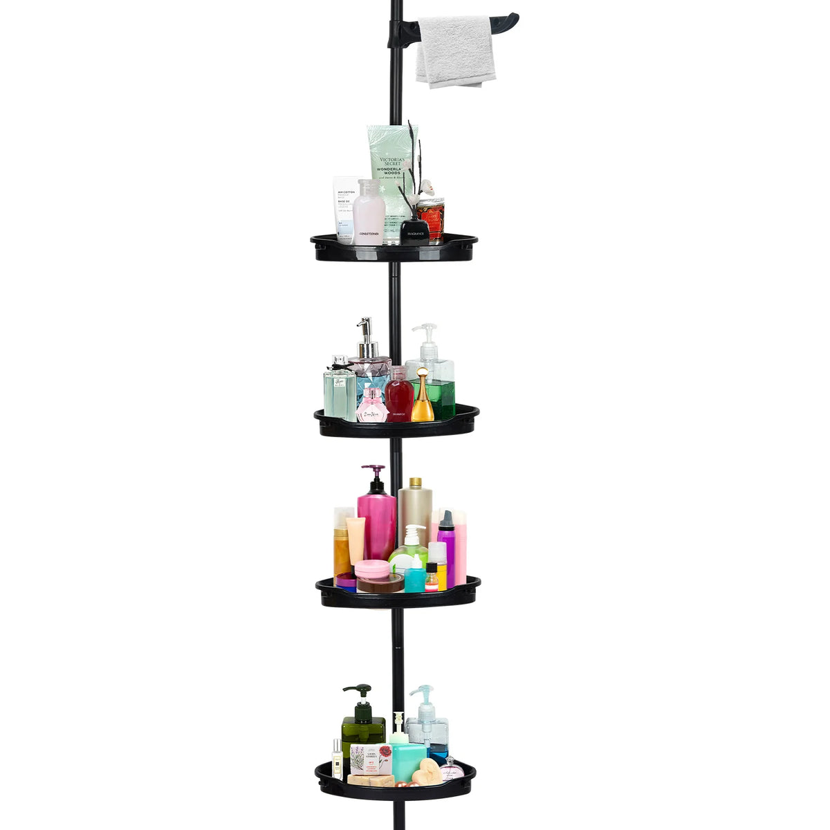 Rustproof Shower Caddy Corner , 4-Tier Adjustable Shelves with Tension Pole