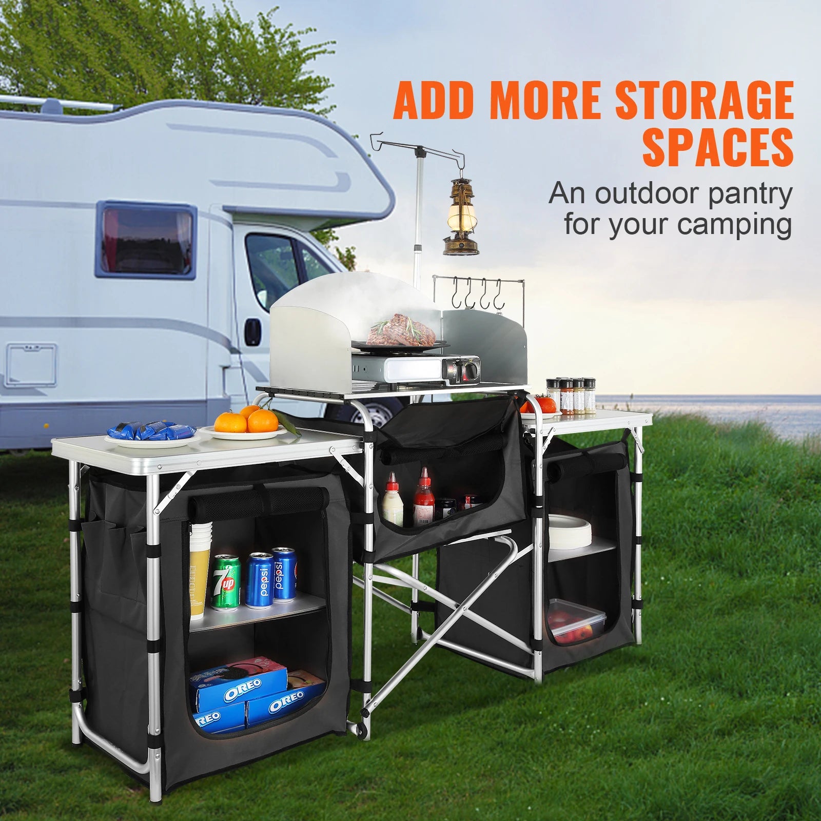 Camping Outdoor Kitchen Table Cabinet Foldable
