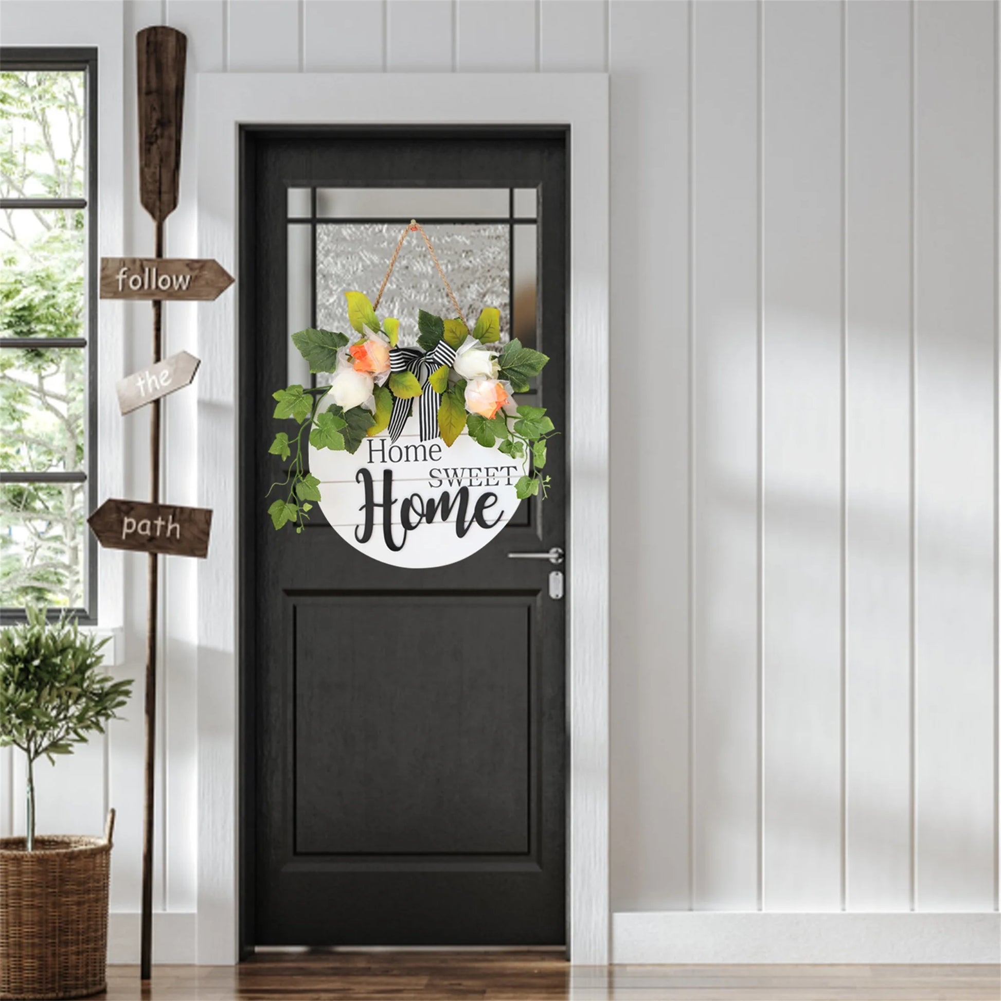 Rustic Wooden Welcome Sign Round Plaque