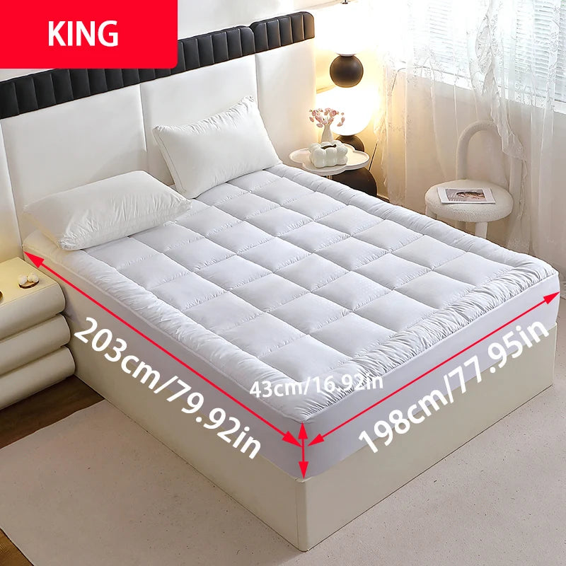 1 Piece Twin Full Queen King 360gsm White Quilted Thin Mattress Pad