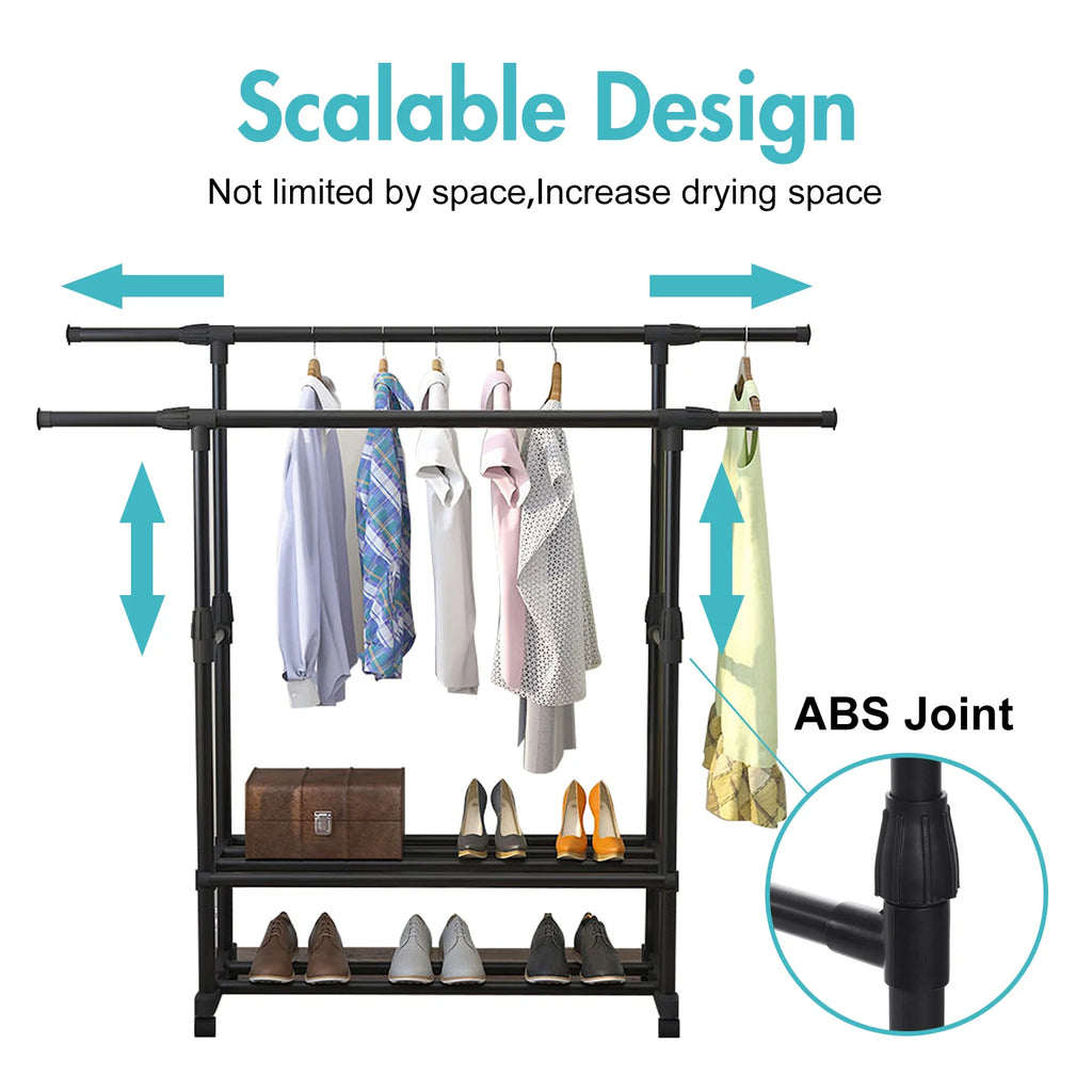 Double Rail Clothes Garment Rack Heavy Duty