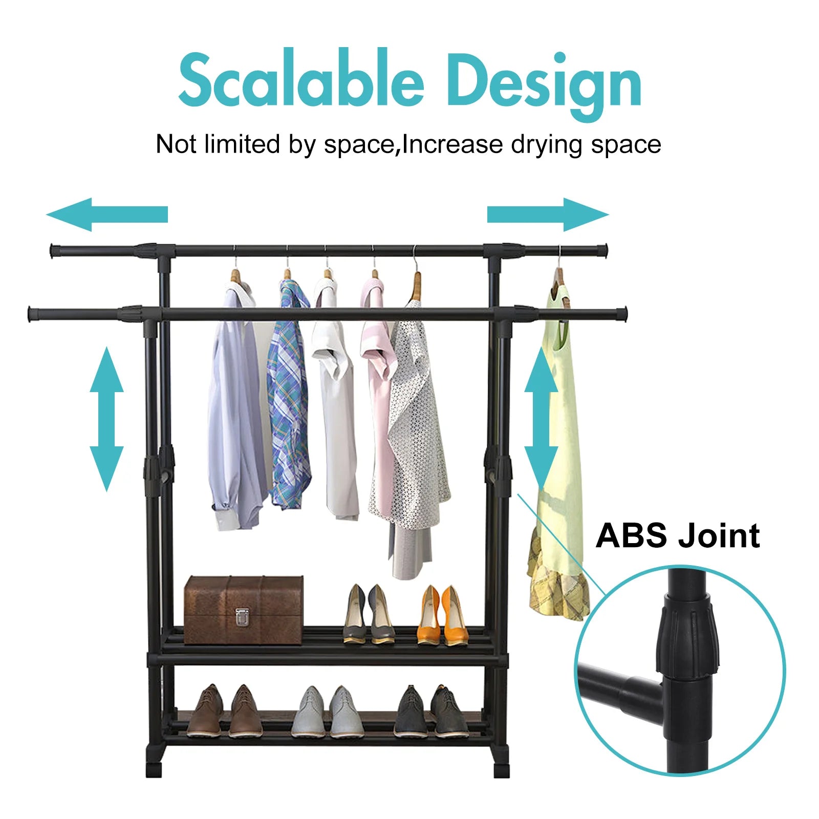 Double Rail Clothes Garment Rack Heavy Duty