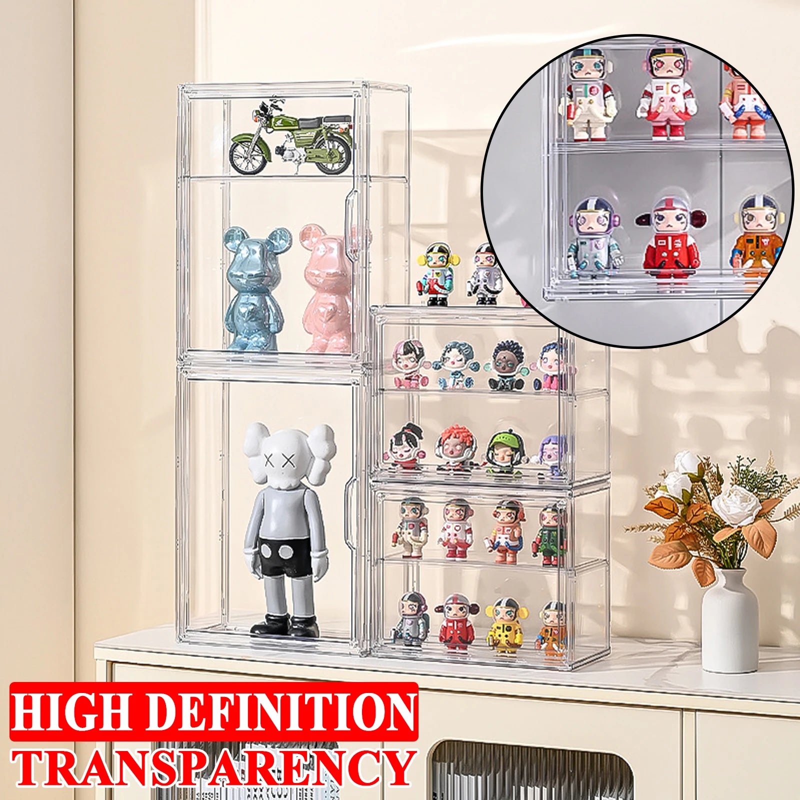 Storage Display Box Transparent Doll Organizer Case For Figurine