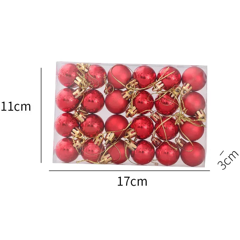 144/24pcs Mini Electroplated Christmas Balls Set