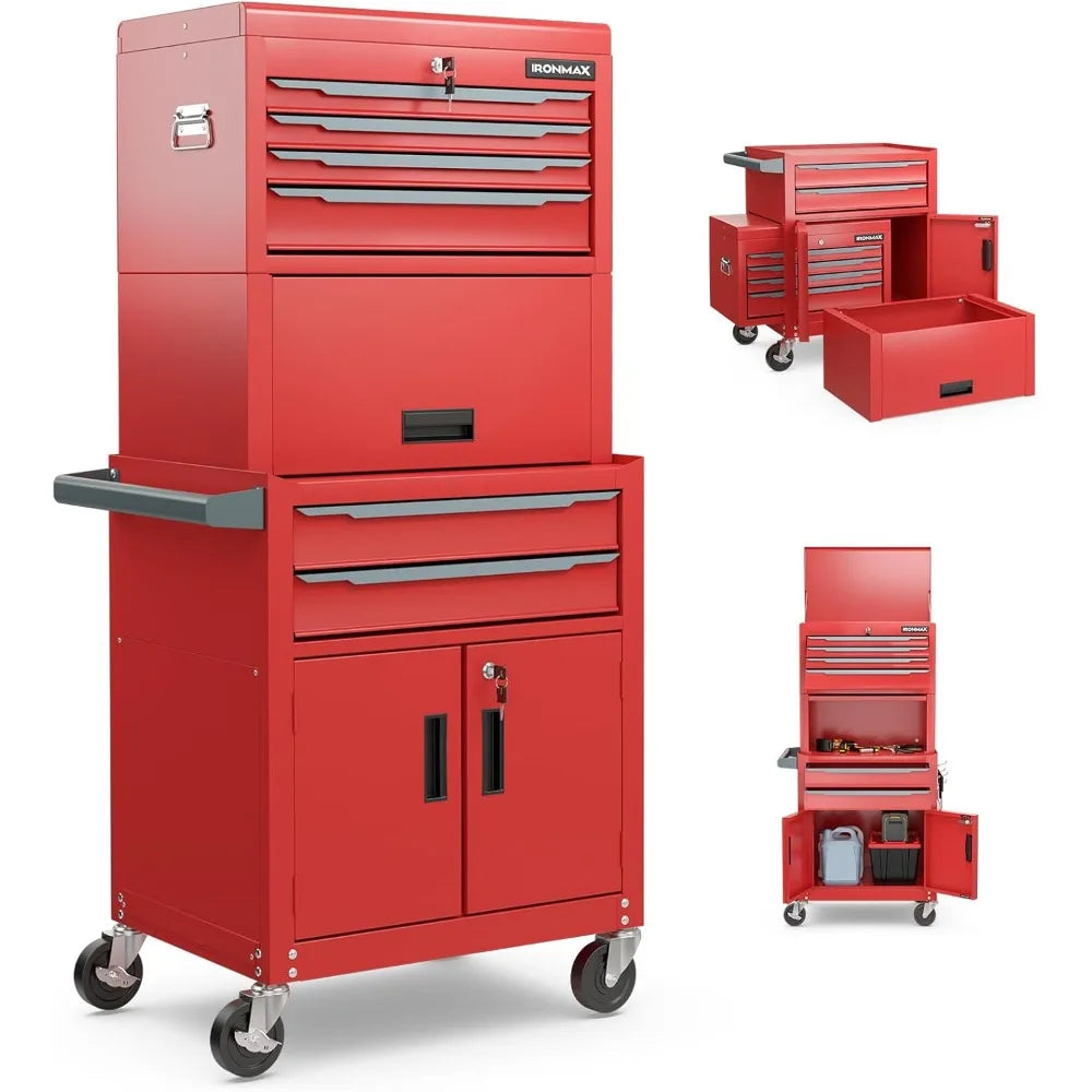 6 Drawers 3-in-1 Extra Large Tool Storage Cabinet with 4” Universal Lockable Wheels