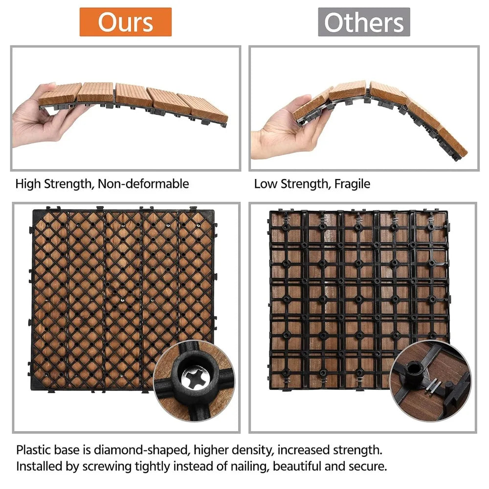 27PCS Interlocking Patio Deck Tiles Outdoor Flooring