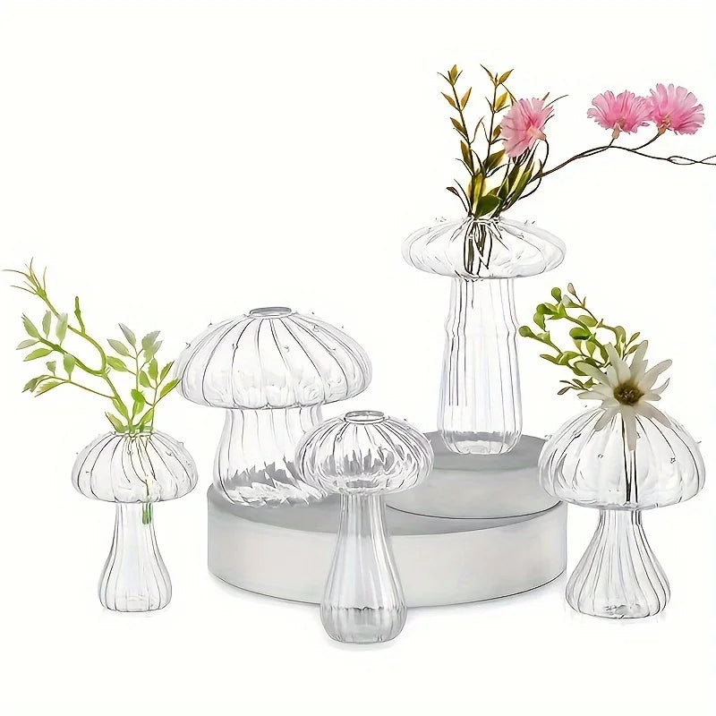 5 Colors Plant Mushroom Glass Vase