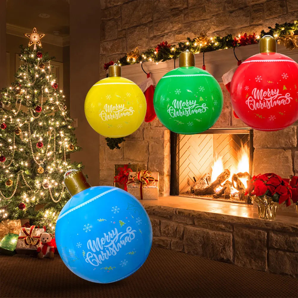 24 Inch Giant Inflatable Christmas Ball Large Outdoor Decorated