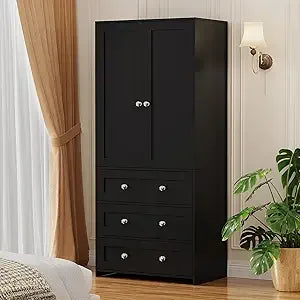 Armoire Wardrobe Closet with Drawers and Mirror