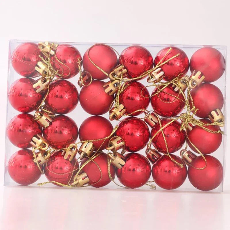 144/24pcs Mini Electroplated Christmas Balls Set