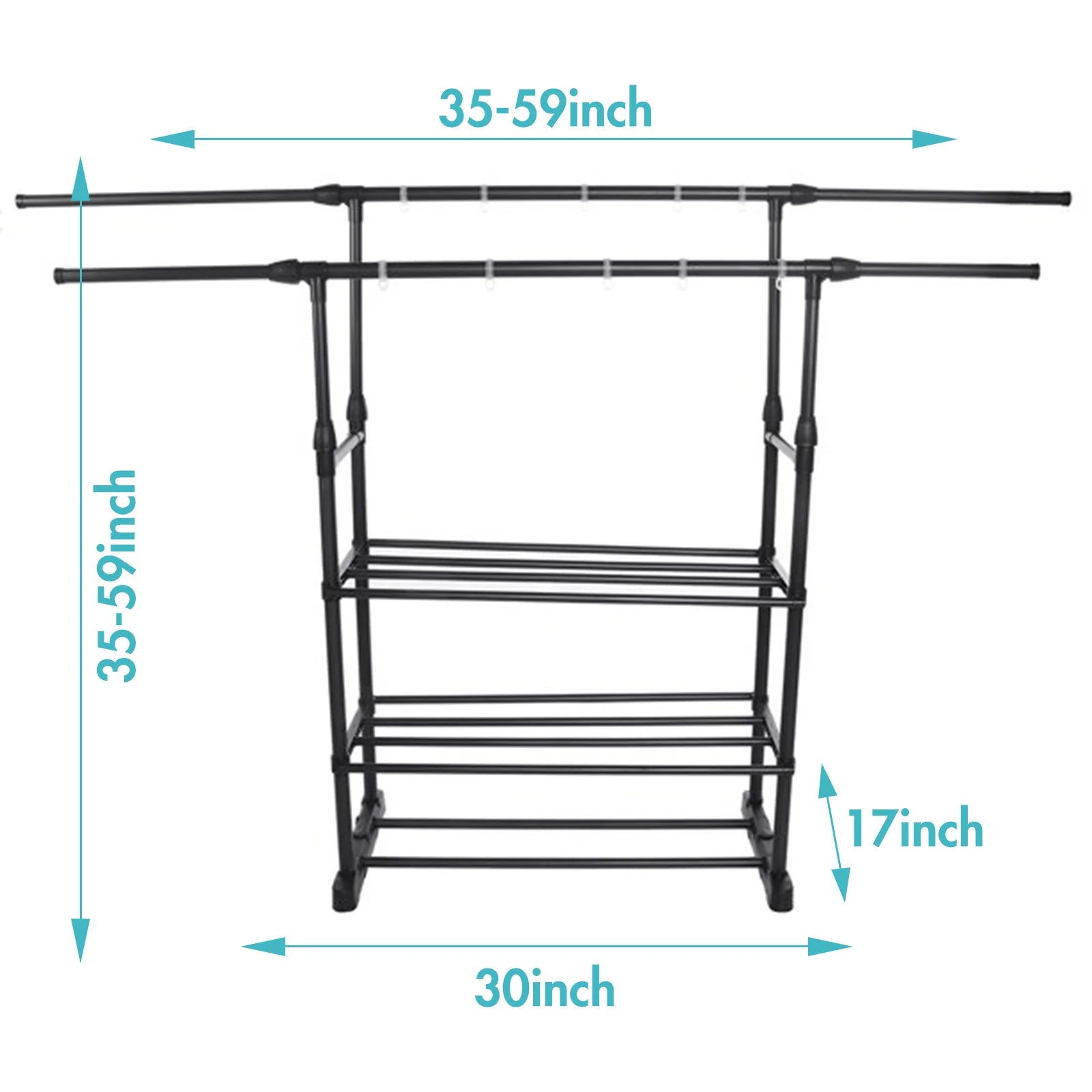 Double Rail Clothes Garment Rack Heavy Duty