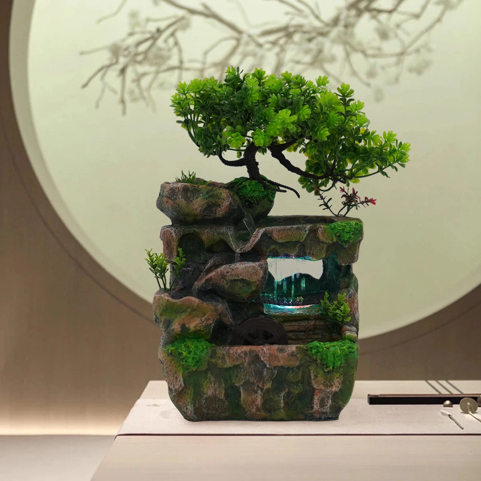 Resin Fountain Ornament w/ LED Light