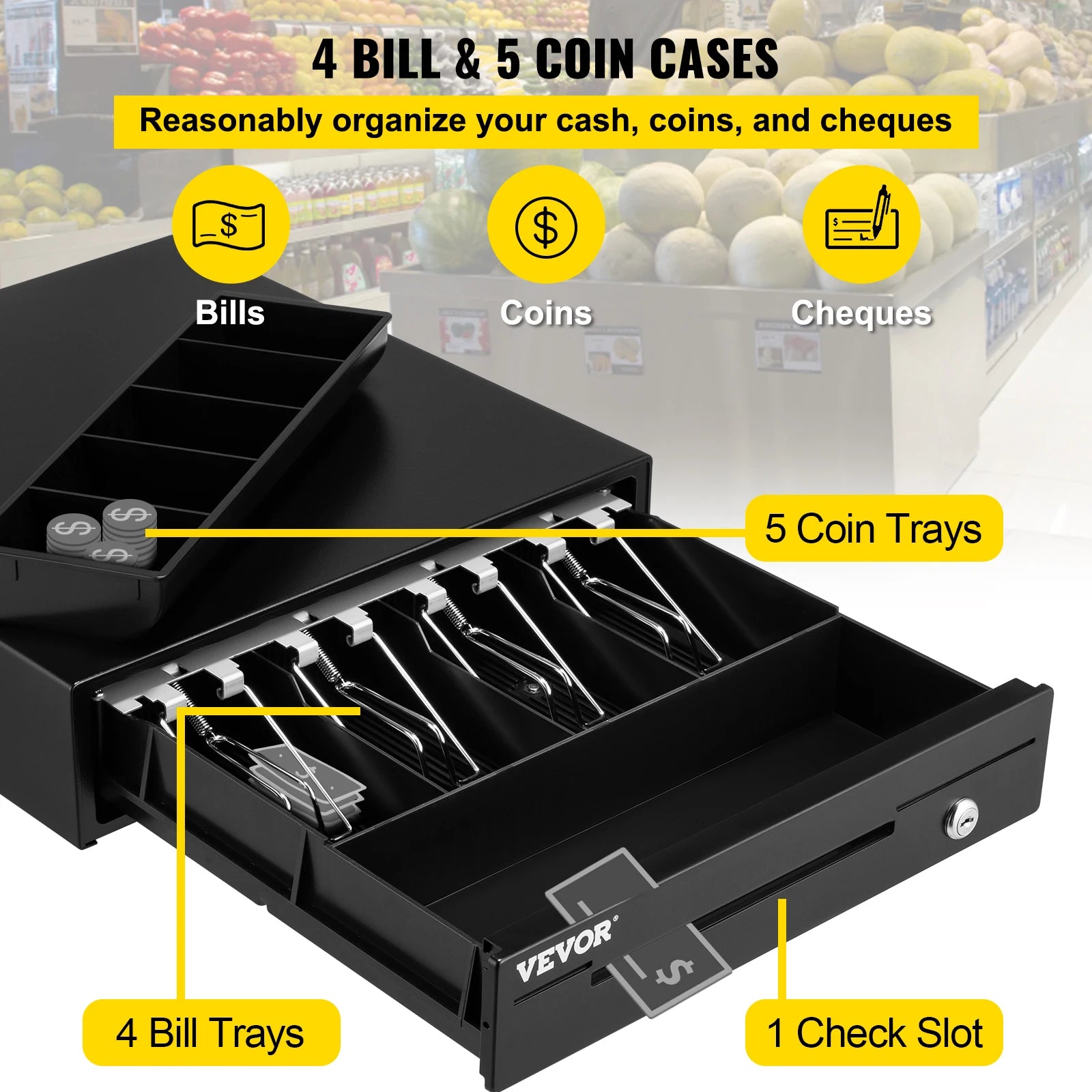 Cash Register Drawer 16" 12 V for POS System Tray