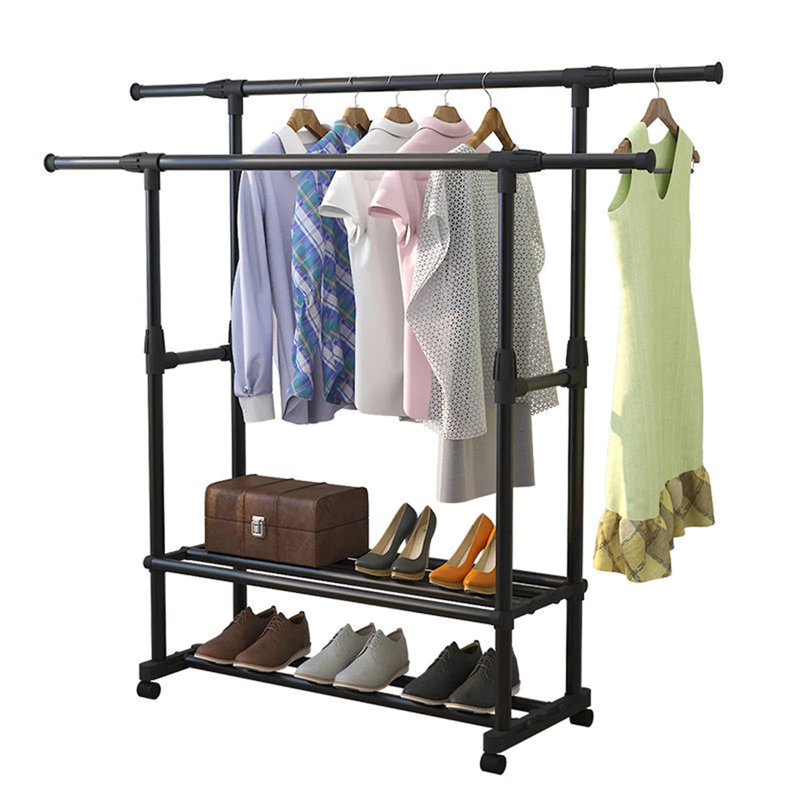 Double Rail Clothes Garment Rack Heavy Duty