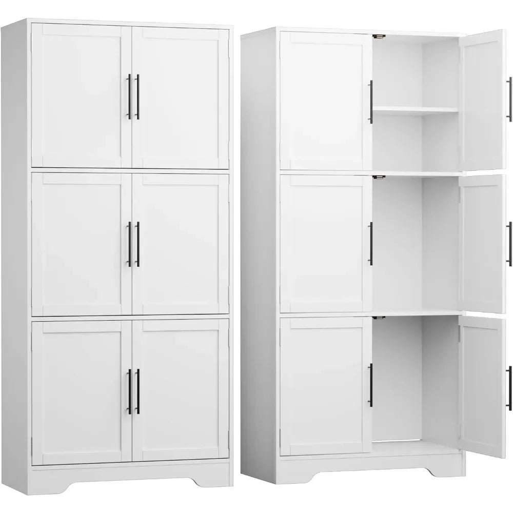 68.5" Pantry Storage Cabinet with 6 Doors and 3 Shelves