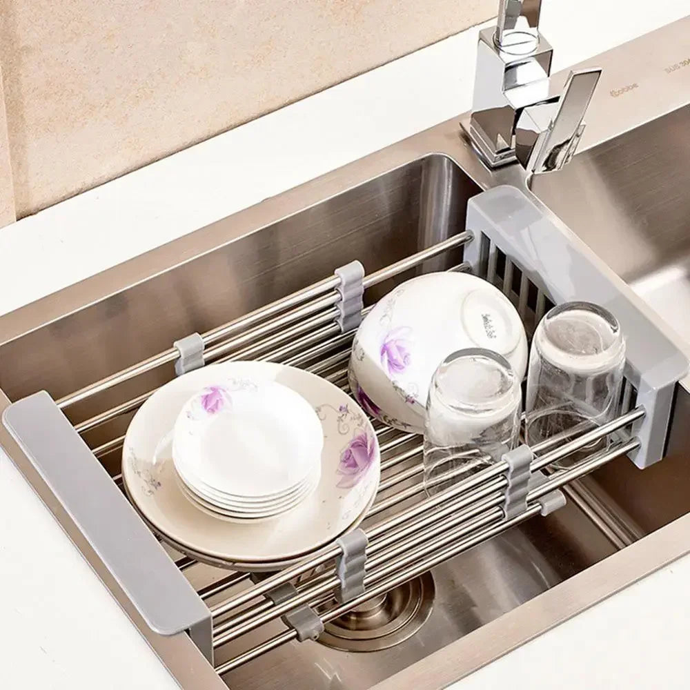 Kitchen Stainless Steel Sink Drain Rack Storage Organizer