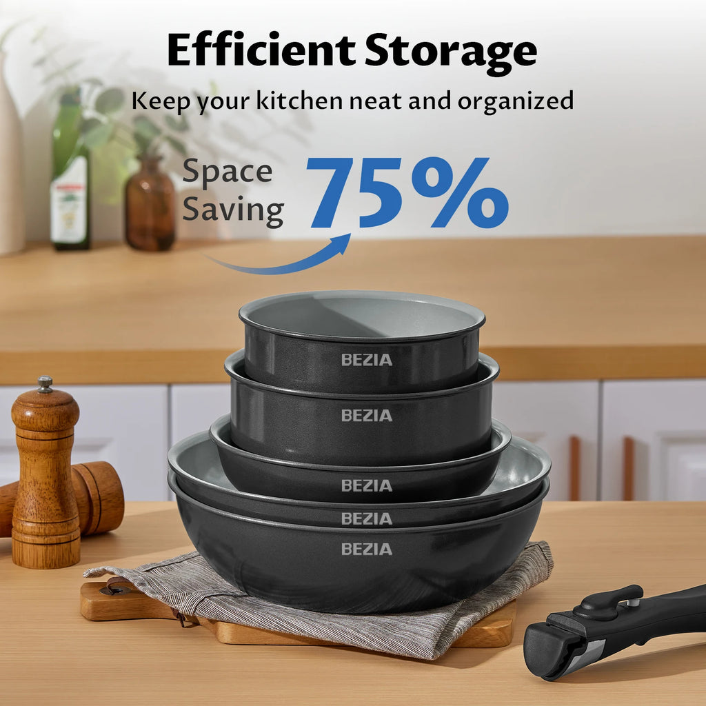 Induction Cookware with Healthy Ceramic Coating, Nonstick Pots and Pans Set